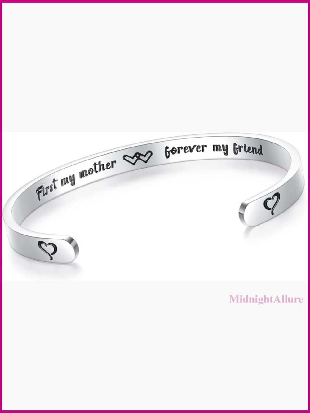 Inspirational Cuff Bracelet with Message Adjustable Stainless Steel Jewelry